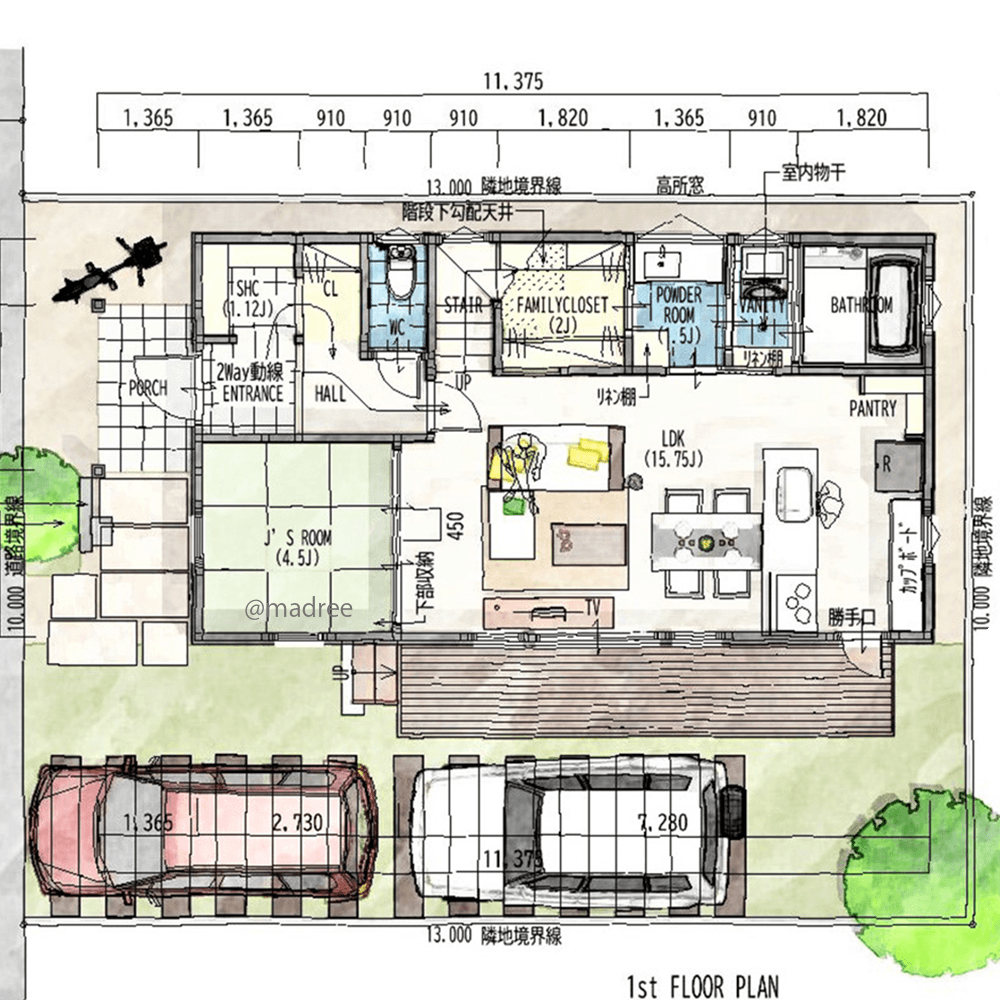 コンパクト家事で自由時間生み出す、廊下ナシたっぷり収納の家