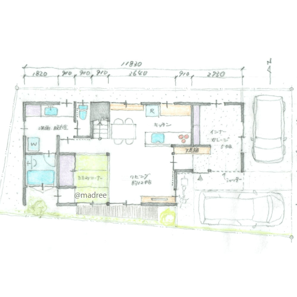 趣味と日常が楽しく同居する、ガレージで週末の家時間が充実する家