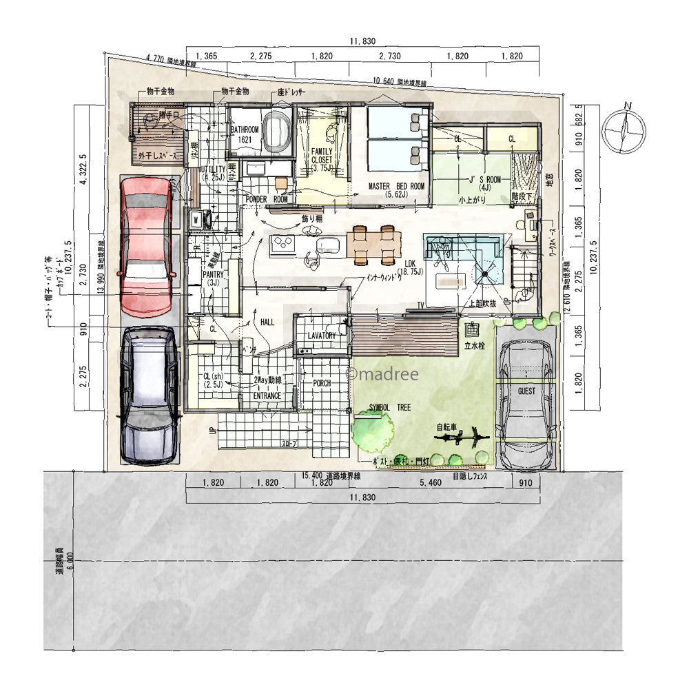キッチン中心の回遊動線で、家族で料理し会話弾む家