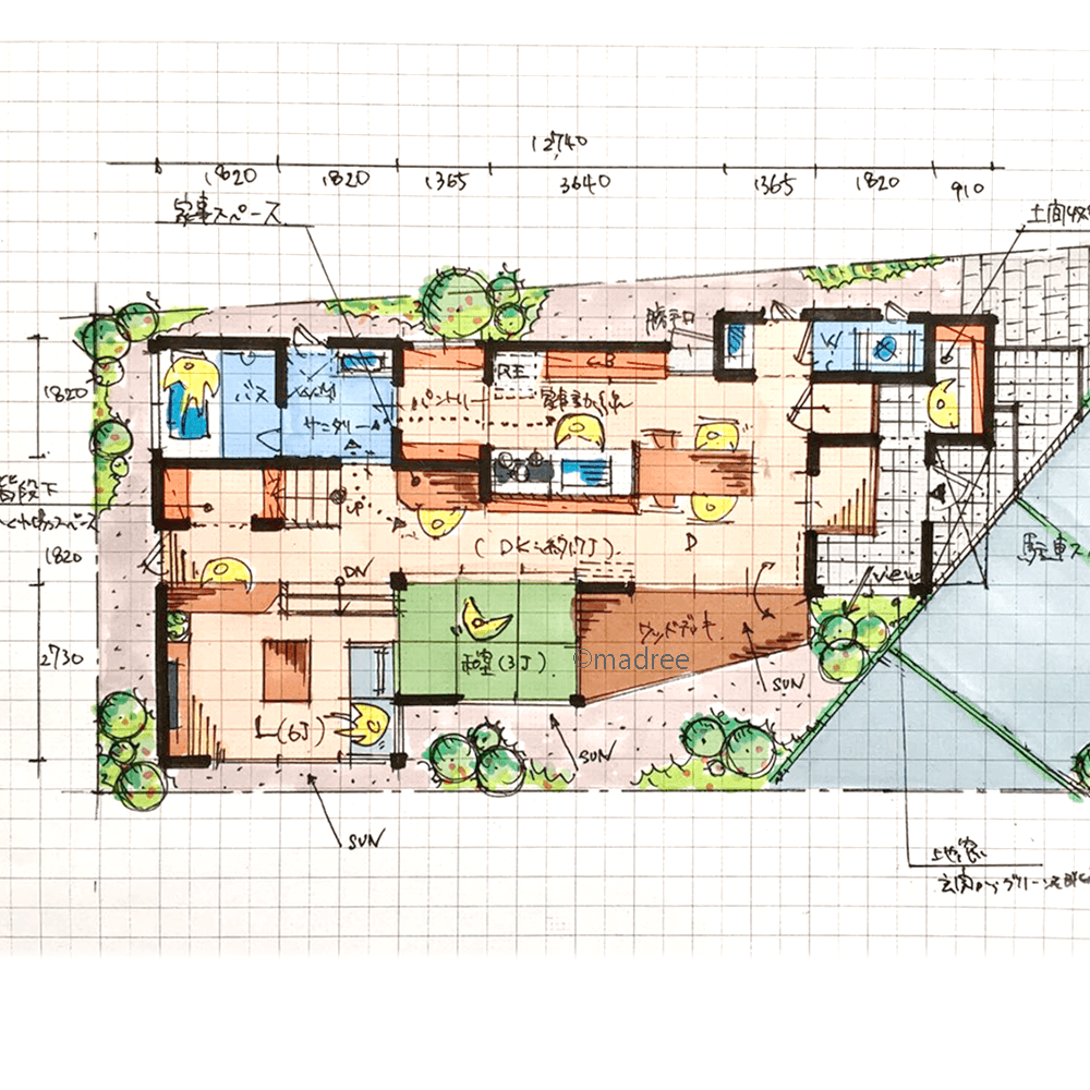 陽だまりLDKに家族が集まる、自然の光と庭の緑に癒されて家時間を過ごす家