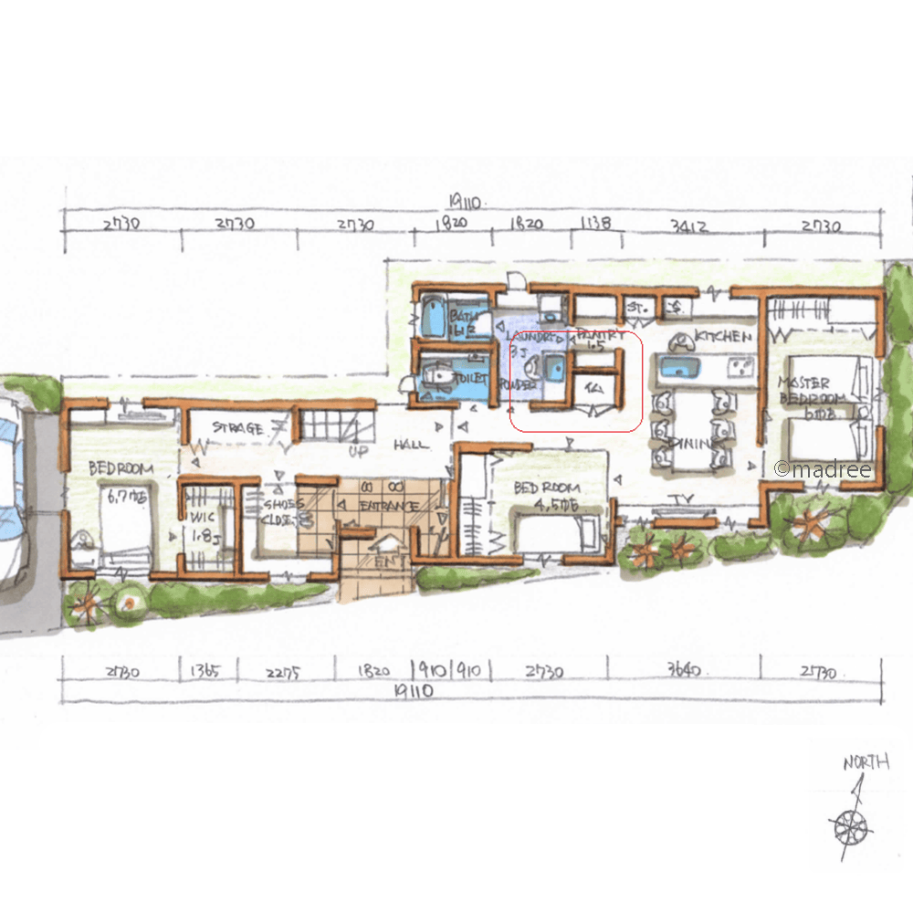 多世帯でも気兼ねなく快適に過ごせる、空間を有効活用した二世帯住宅