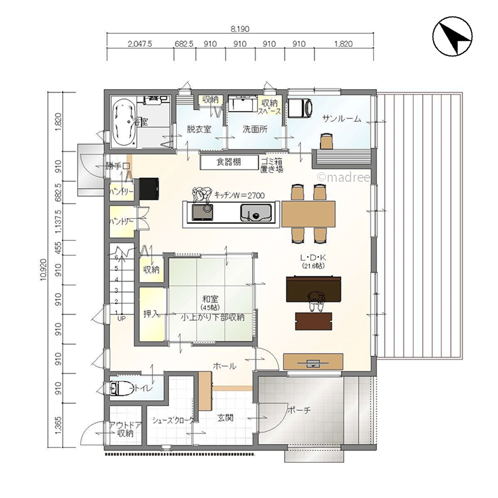 季節を気にしない万全なアレルギー対策、自然光と風が届くサンルームのある家