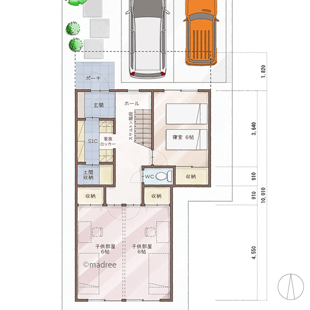 騒音も視線も気にならない、2階LDKからデッキまで南北に伸びる抜け感のある家