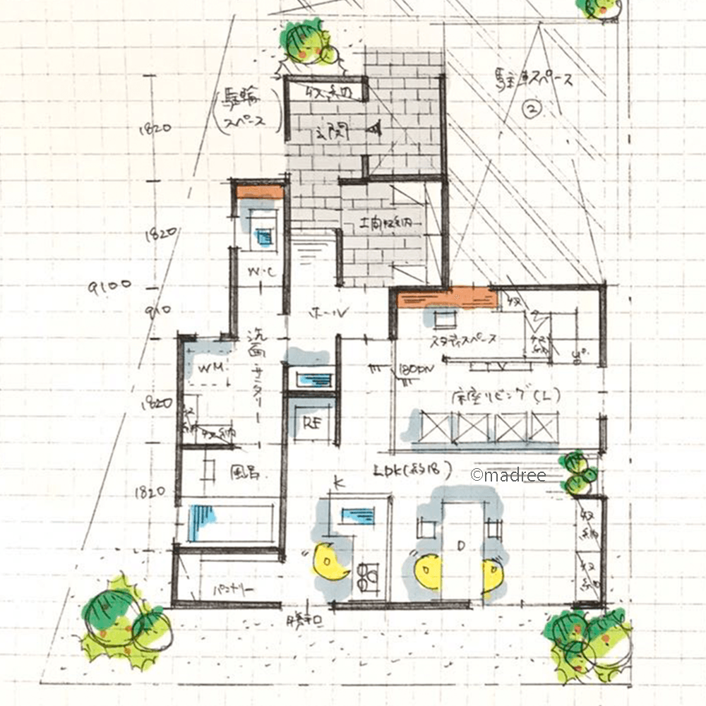 落ちつく床座リビングで温かな家族団らん、趣味も充実する広い土間収納のある家