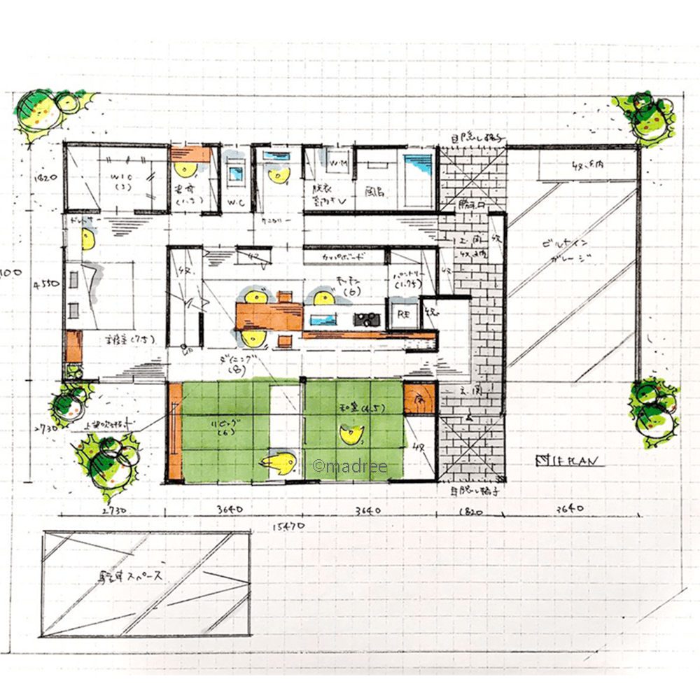 玄関から一直線の勝手口でラクにゴミ出し、生活感を隠せる来客動線のある家