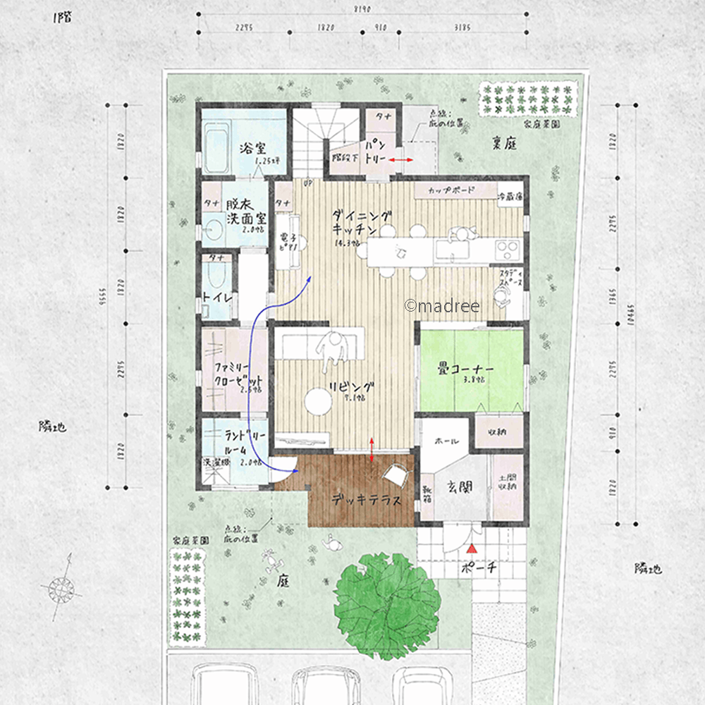 一直線の裏動線で家事効率UP、かけがえのない家族時間をつくるママ目線の注文住宅