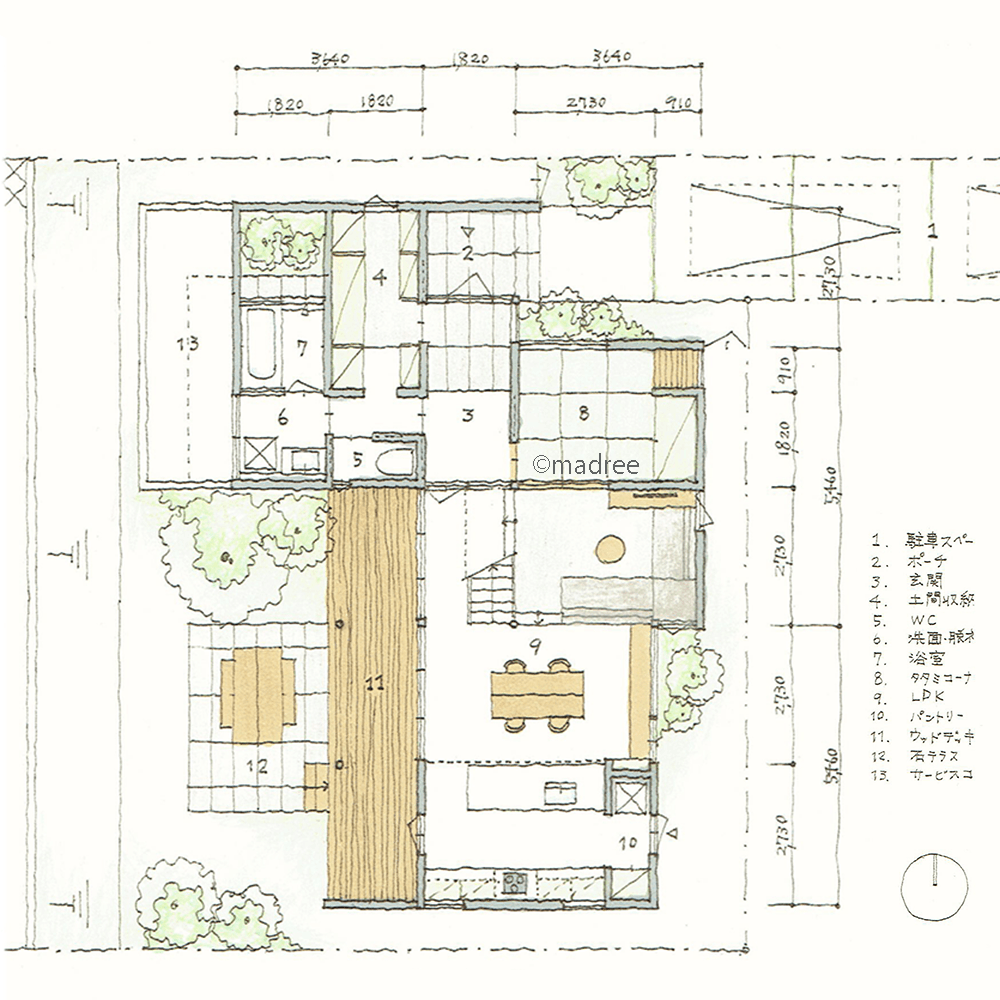 休日はオープンテラスで朝食やBBQを、高台の景観生かした伸びやかな家