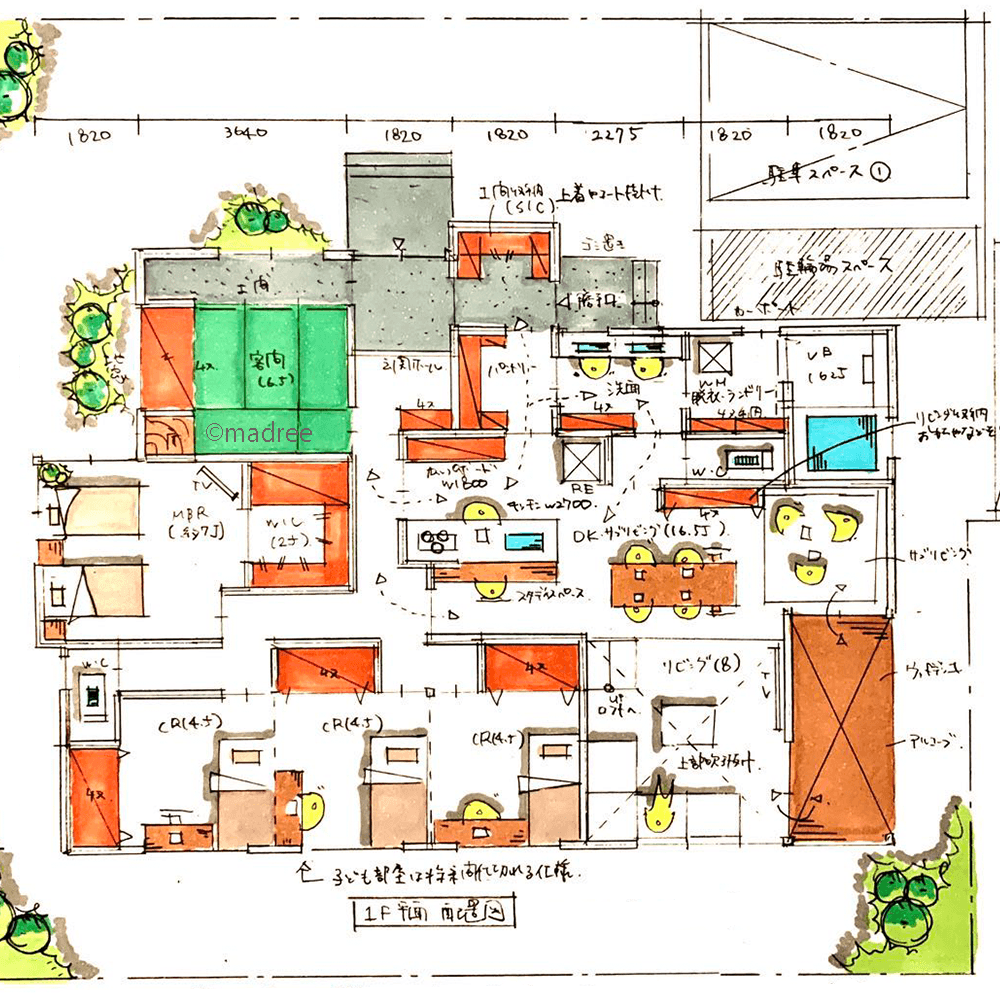和を感じる土間続きの玄関から、家族だけのプライベート動線でLDKへ繋がる平屋