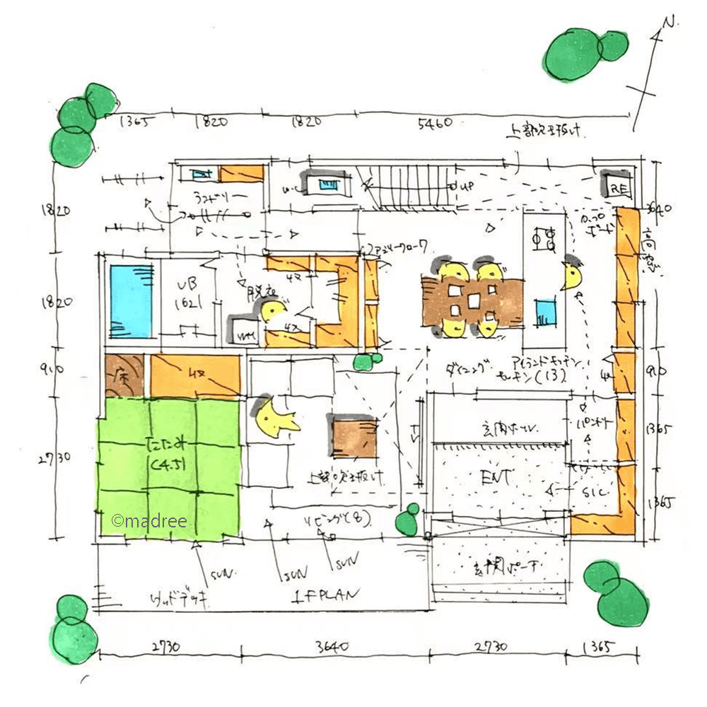 少し離れた落ち着くリビングで、のんびり家時間を満喫できる空間変化のある家