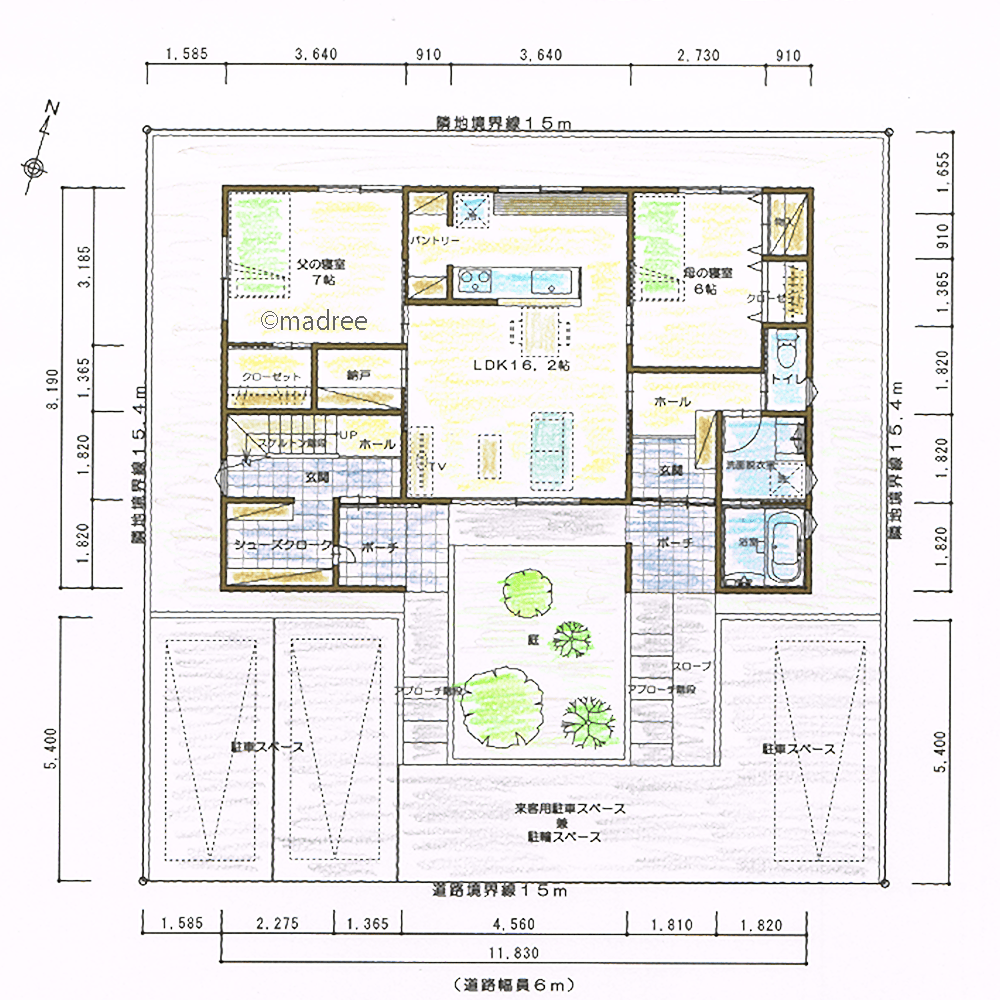 庭の景色で季節を共有、プライベートを守りつつお互いをサポートできる二世帯住宅