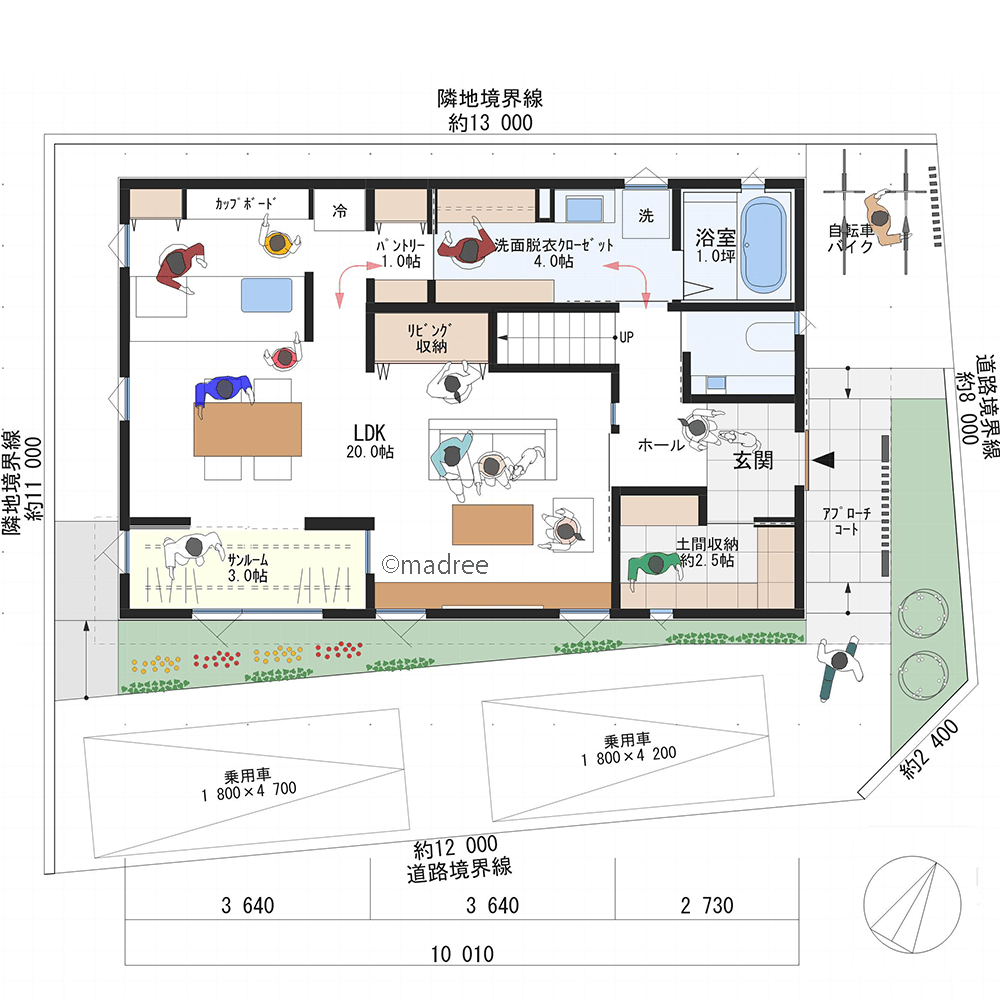 水廻り直行でLDKスッキリ、玄関からキッチンまでコンパクトに繋ぐ裏動線のある家