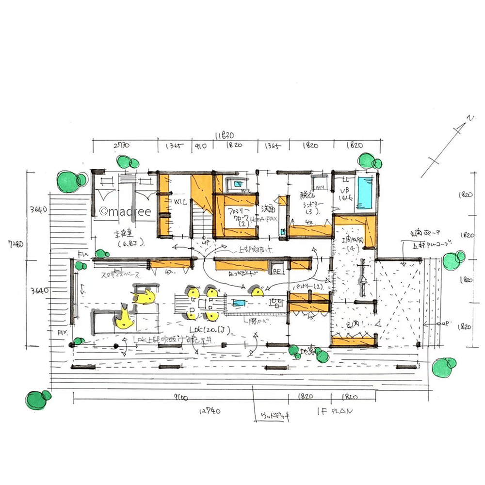 靴のままサッと一時置きして散らかり対策、2つの玄関扉で来客動線は常にスッキリの家
