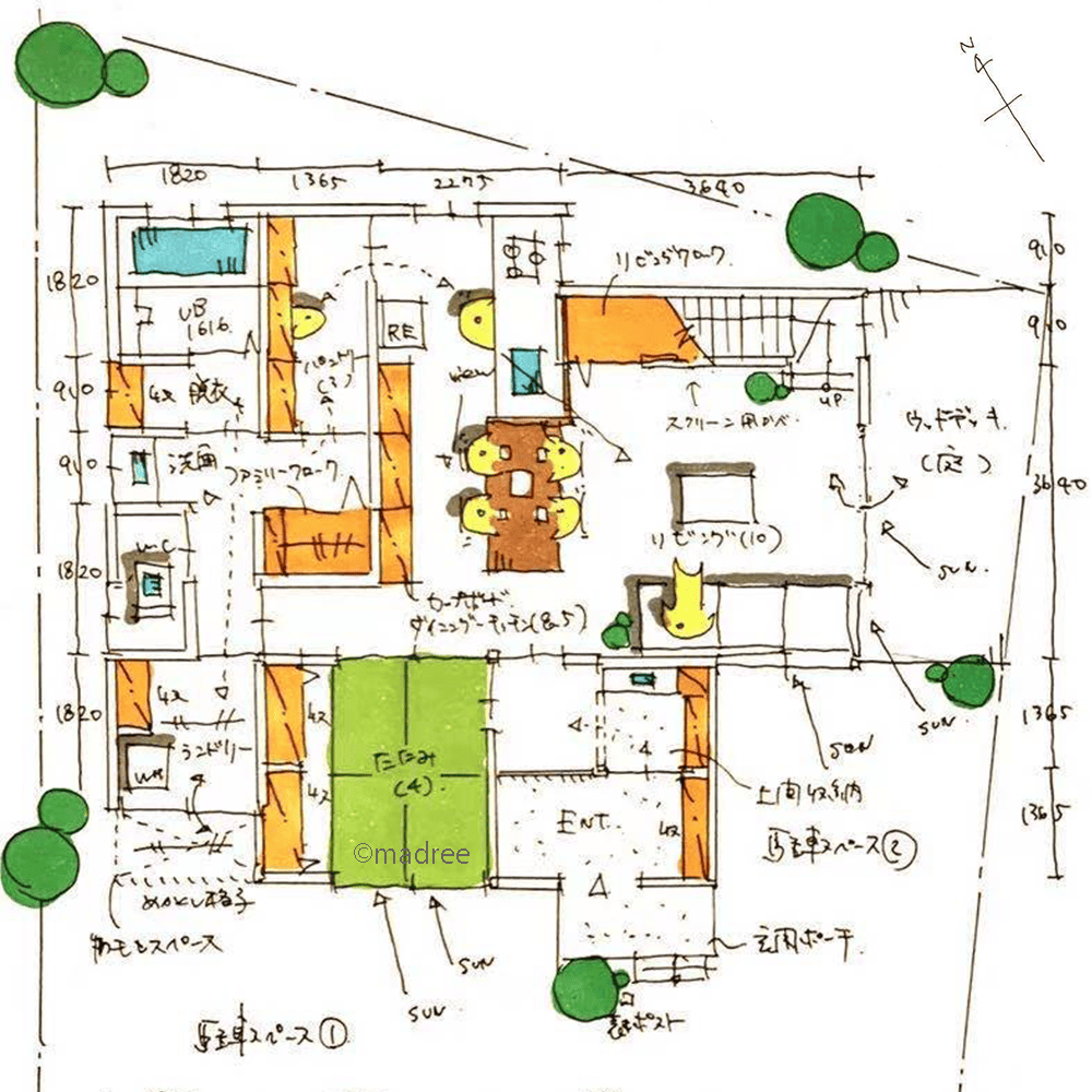 家族と毎日顔合わせて心つなぐ、キッチン中心動線の温もり感じる家