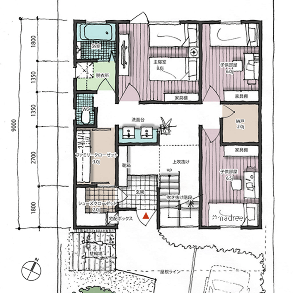 半個室のワークスペースで家事と仕事にメリハリを、車通りを気にせず過ごせる2階LDKの家
