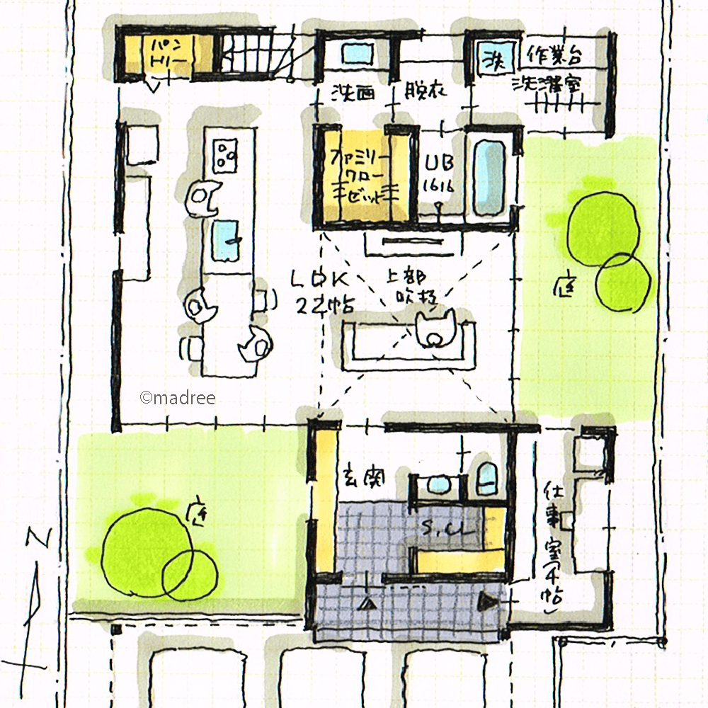 朝日をたっぷり取り込むLDKと、時短身支度で気持ち良い1日がスタートする家