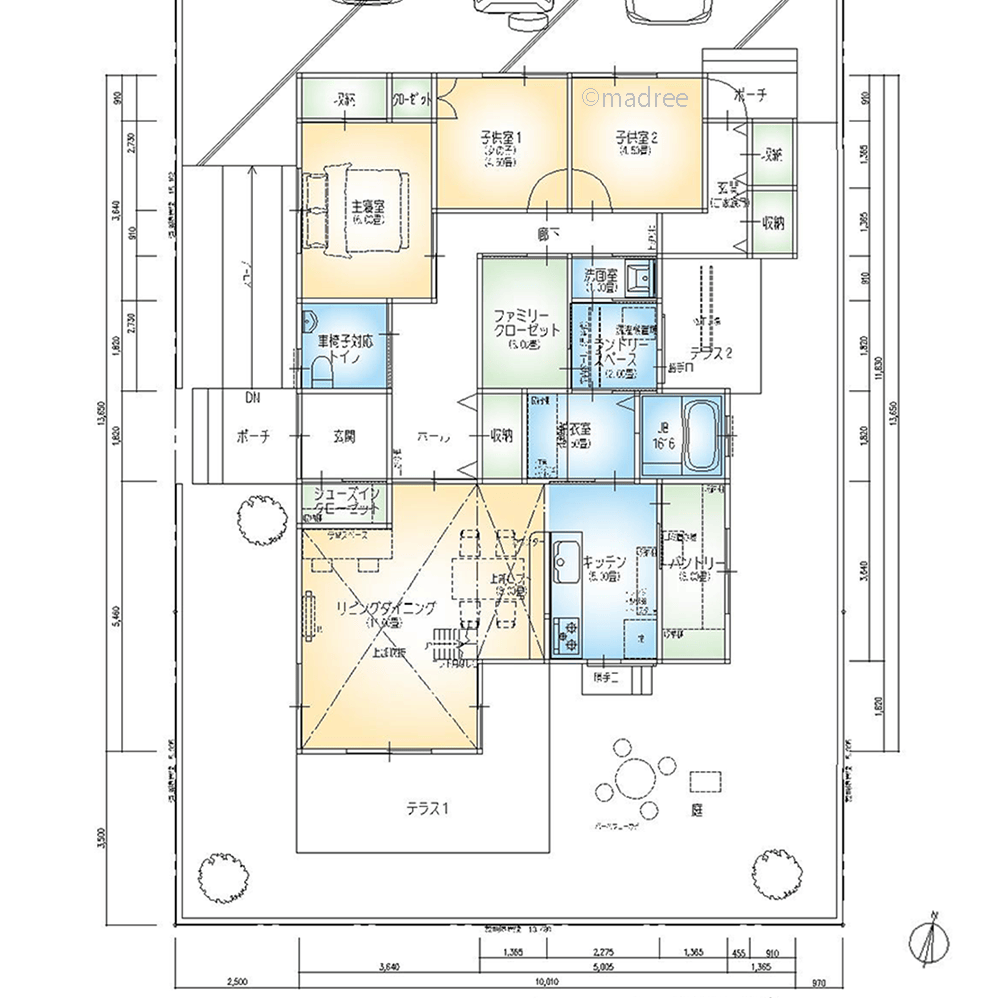 洗濯はかどる、家事動線を隠した平屋