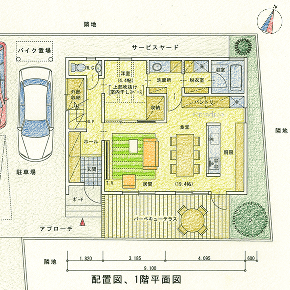 開放的なサロン部屋をフレキシブルに活用、吹抜空間がランドリーにもなる家