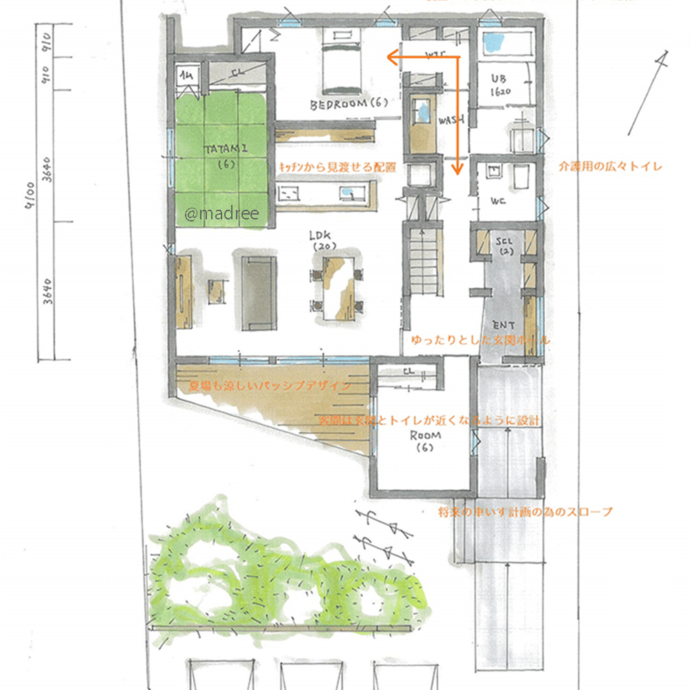 大窓から溢れる光が家族を包む、将来見据えた玄関共有の二世帯住宅
