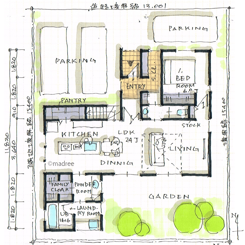 一体感の生まれる平屋のような暮らし、広くて開放的な真ん中LDKのある家