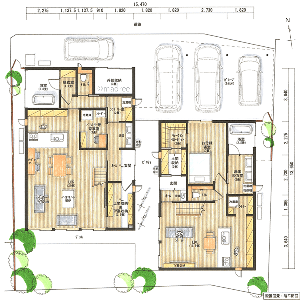 眺望を活かしガーデンライフを楽しむ、ピロティーでつながる二世帯住宅