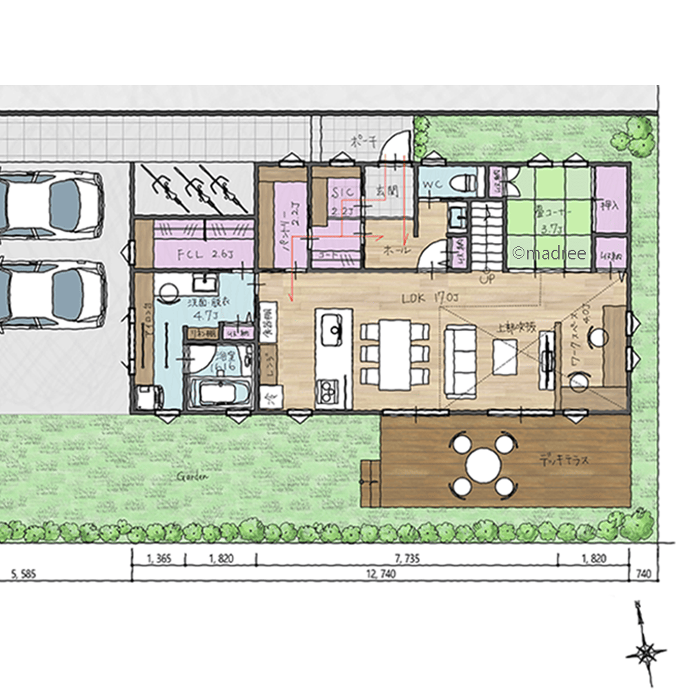 将来は夫婦で平屋風暮らし、成長と共にフレキシブルな部屋活用ができる家