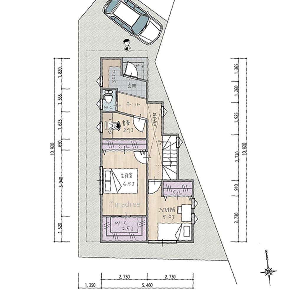 狭小でも充実の収納でスッキリを保つ、吹抜ホールから家中に光を取り込む家